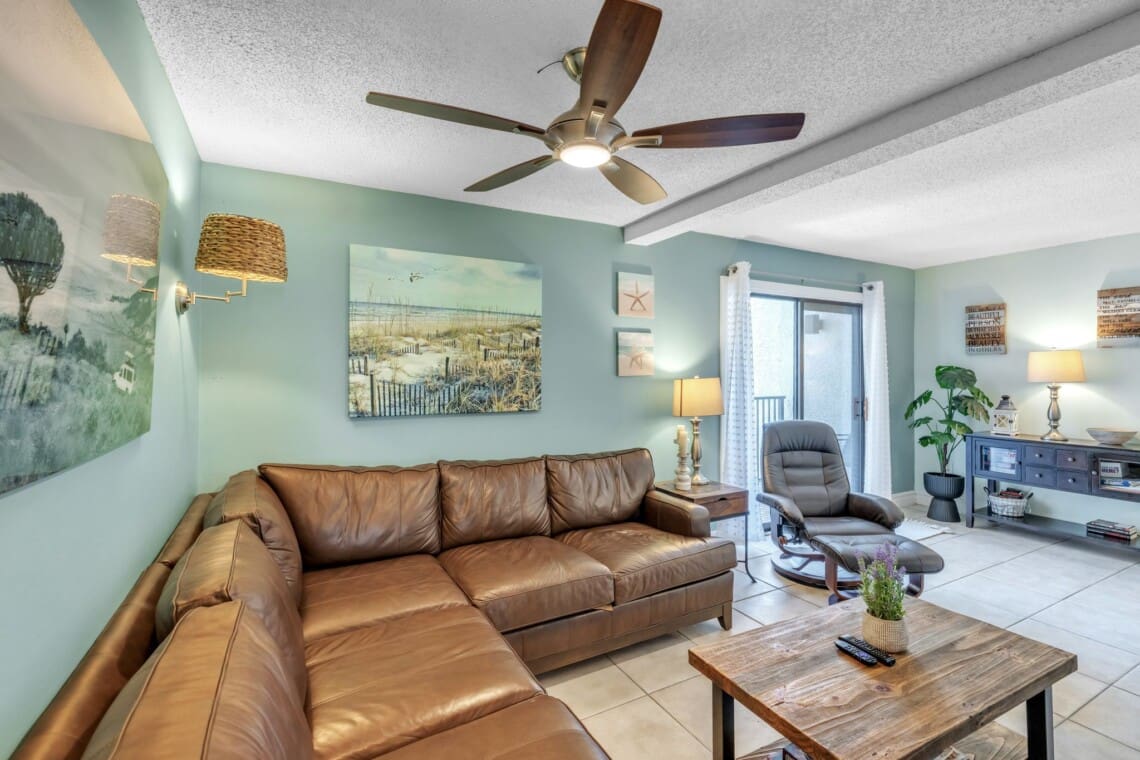 Xanadu living room with leather sectional